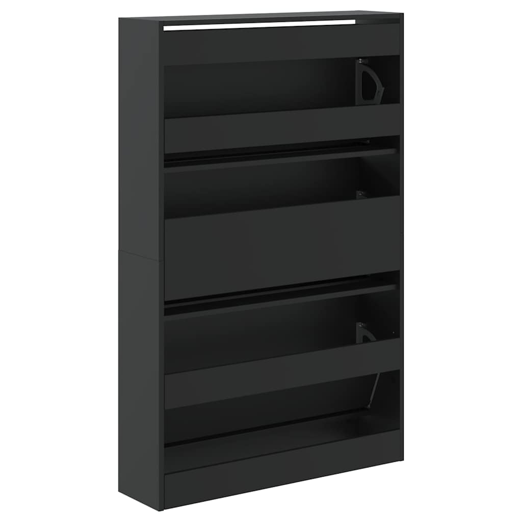 vidaXL Szafka na buty, czarna, 80x21x125,5 cm, materiał drewnopochodny