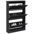 vidaXL Szafka na buty, czarna, 80x21x125,5 cm, materiał drewnopochodny