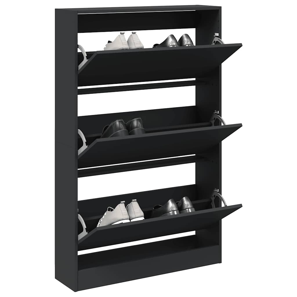 vidaXL Szafka na buty, czarna, 80x21x125,5 cm, materiał drewnopochodny