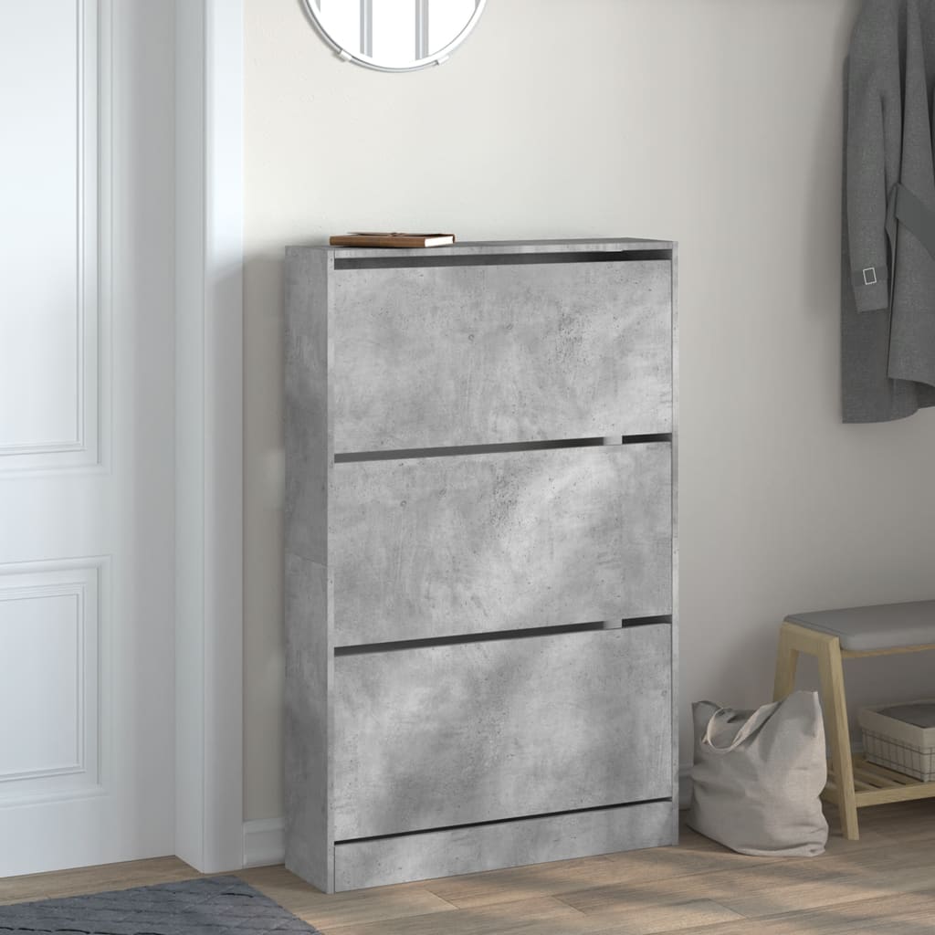 vidaXL Szafka na buty, szarość betonu, 80x21x125,5 cm