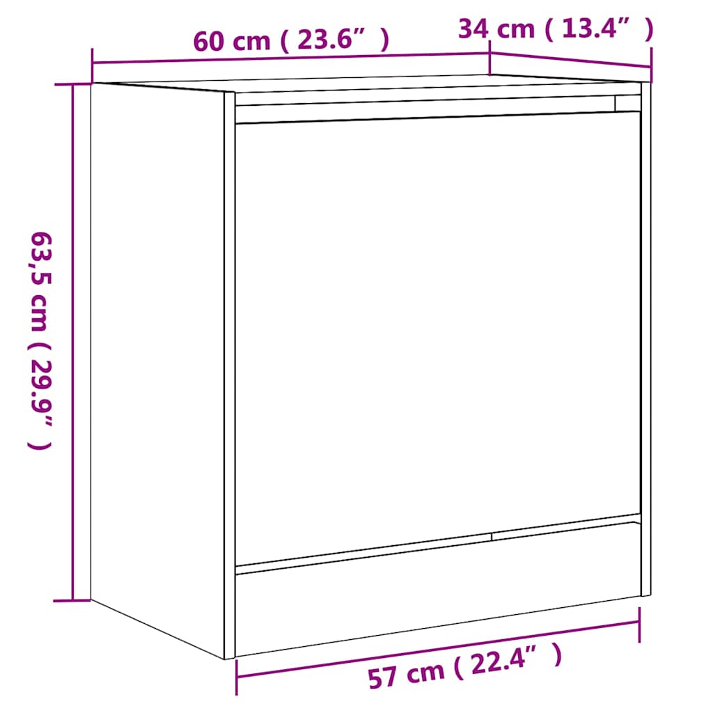 vidaXL Szafka na buty, czarna, 60x34x63,5 cm, materiał drewnopochodny