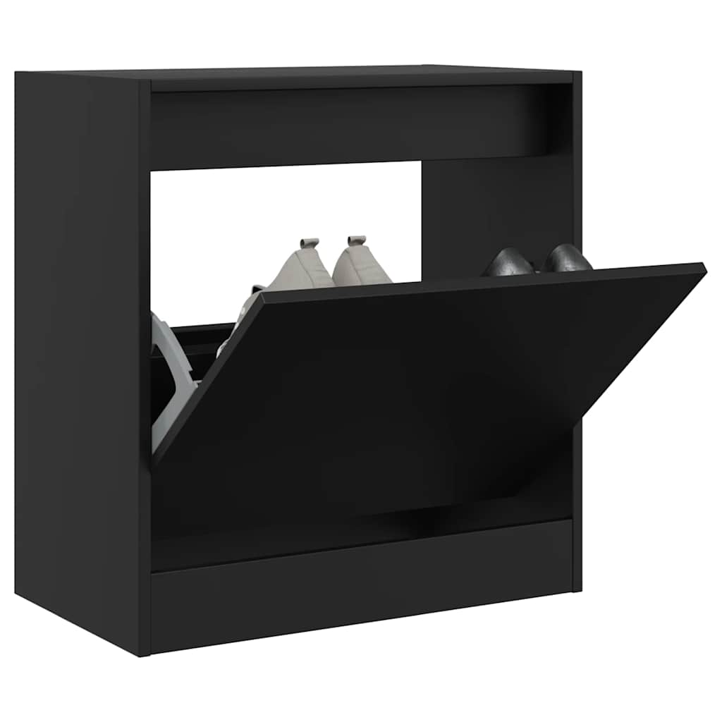 vidaXL Szafka na buty, czarna, 60x34x63,5 cm, materiał drewnopochodny