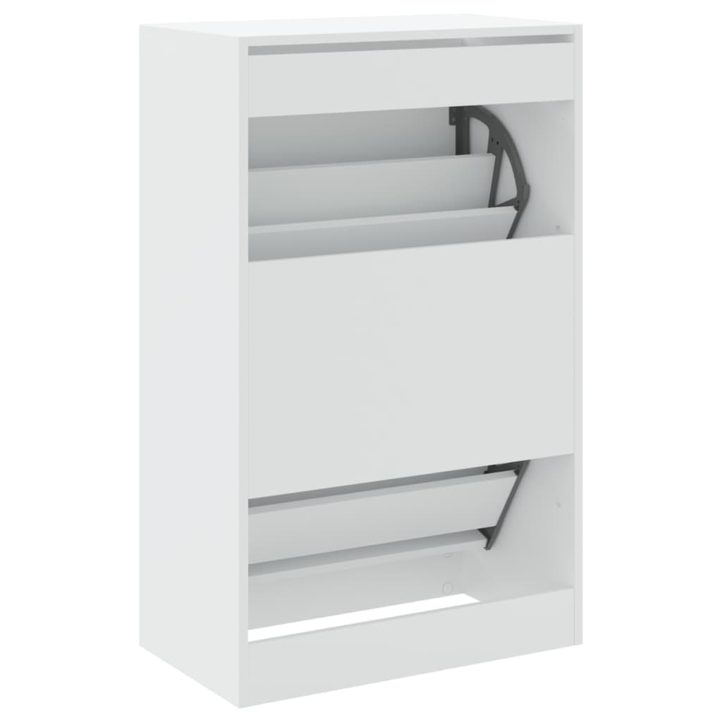 vidaXL Szafka na buty, biała, 60x34x96,5 cm, materiał drewnopochodny