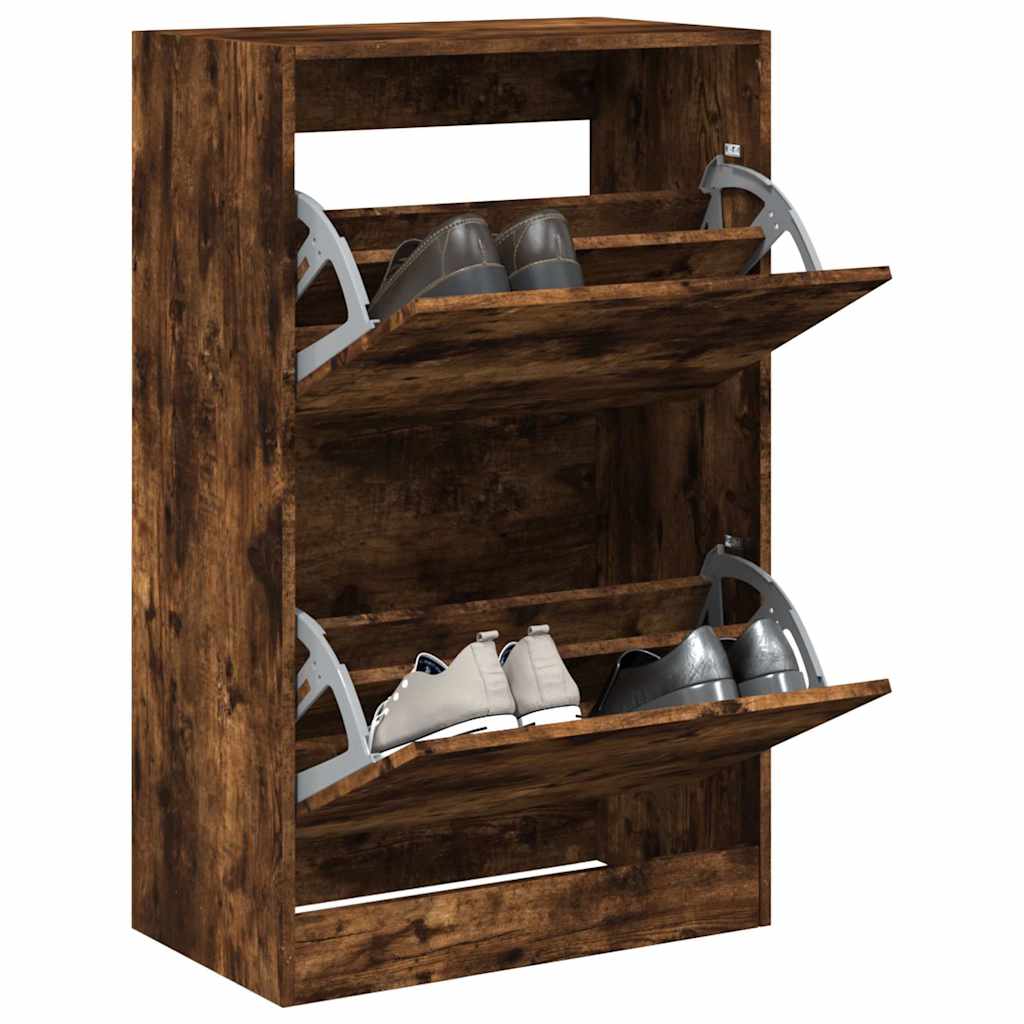 vidaXL Szafka na buty, przydymiony dąb, 60x34x96,5 cm