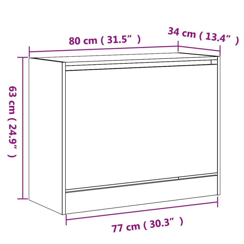 vidaXL Szafka na buty, biała, 80x34x63 cm, materiał drewnopochodny