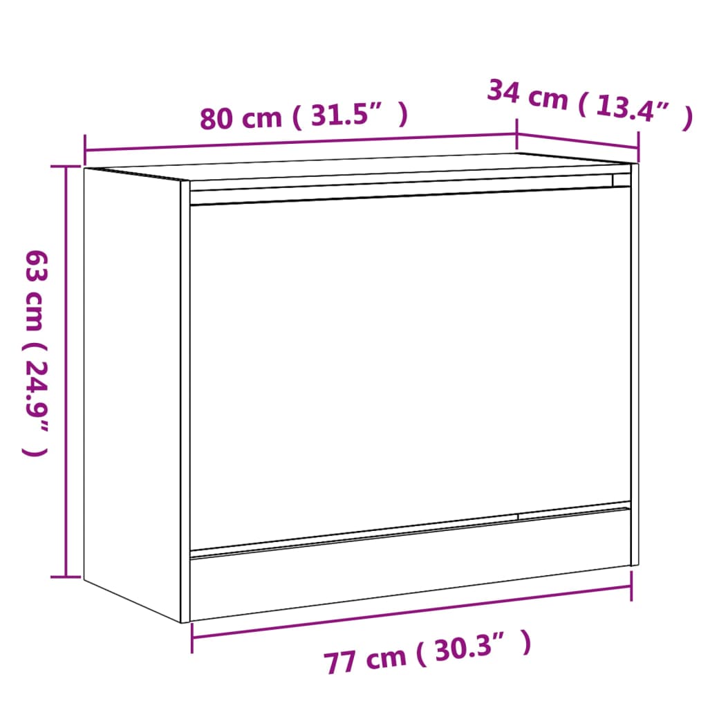 vidaXL Szafka na buty, dąb sonoma 80x34x63 cm, materiał drewnopochodny