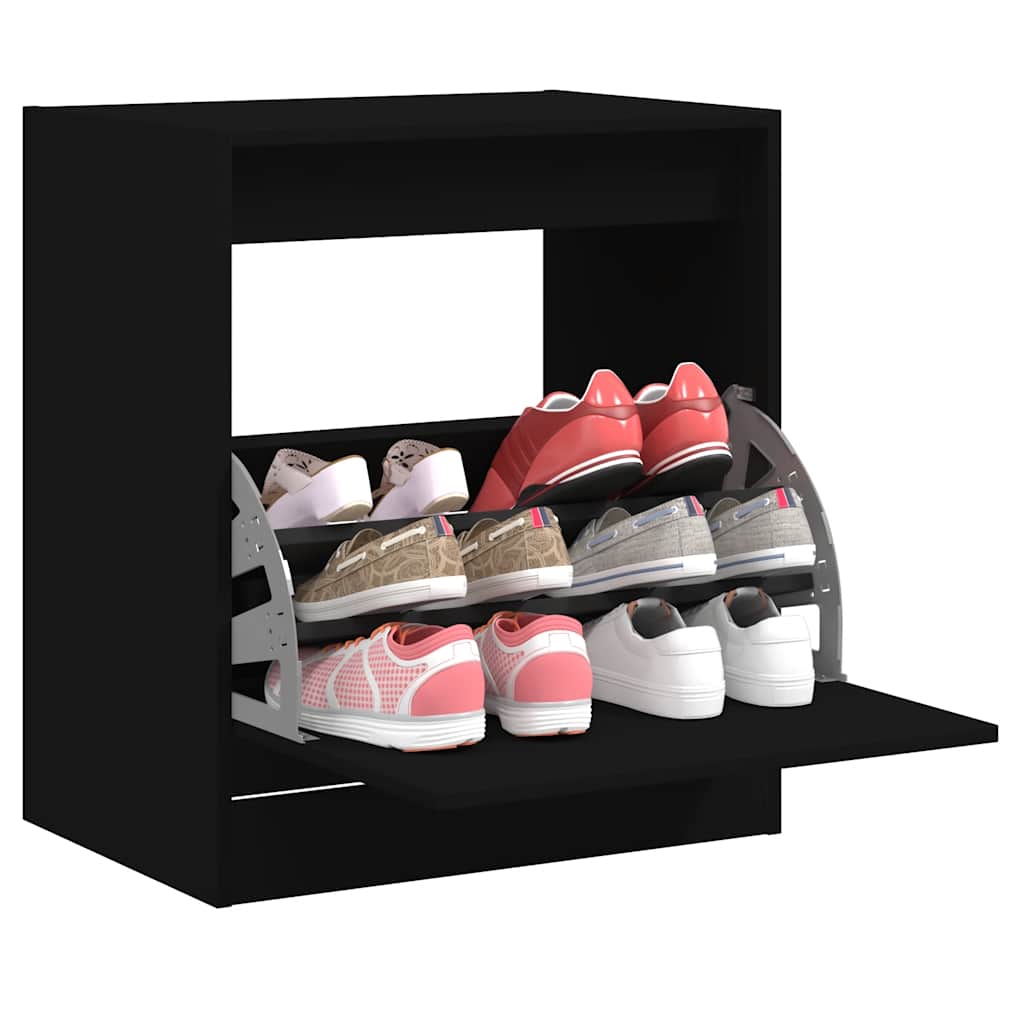 vidaXL Szafka na buty, czarna, 60x42x69 cm, materiał drewnopochodny
