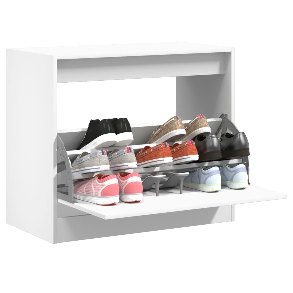 vidaXL Szafka na buty, biała, 80x42x69 cm, materiał drewnopochodny