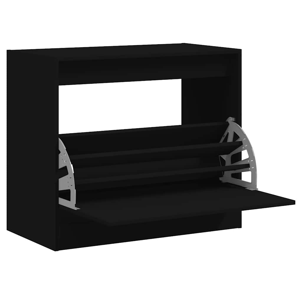 vidaXL Szafka na buty, czarna, 80x42x69 cm, materiał drewnopochodny