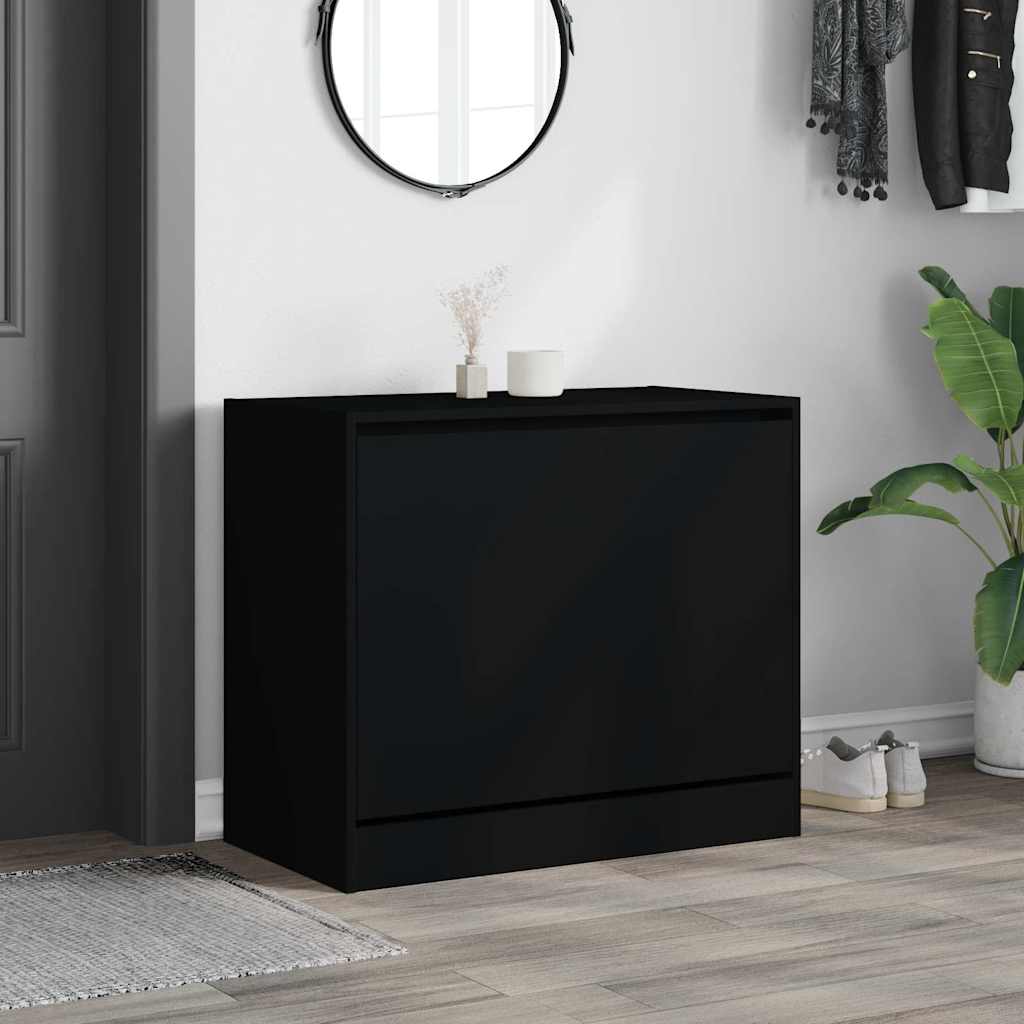 vidaXL Szafka na buty, czarna, 80x42x69 cm, materiał drewnopochodny