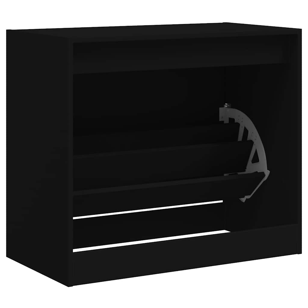 vidaXL Szafka na buty, czarna, 80x42x69 cm, materiał drewnopochodny