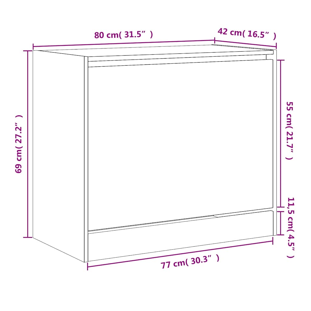 vidaXL Szafka na buty, czarna, 80x42x69 cm, materiał drewnopochodny