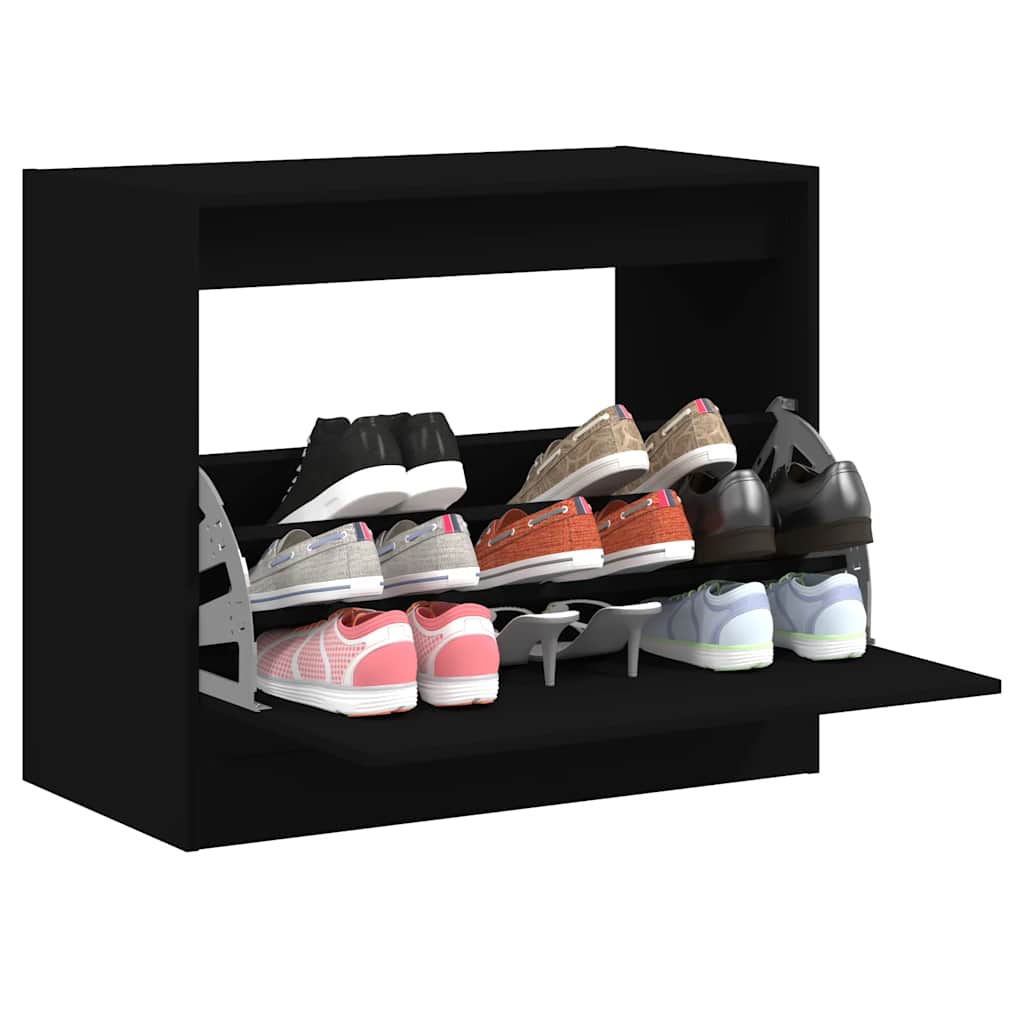 vidaXL Szafka na buty, czarna, 80x42x69 cm, materiał drewnopochodny