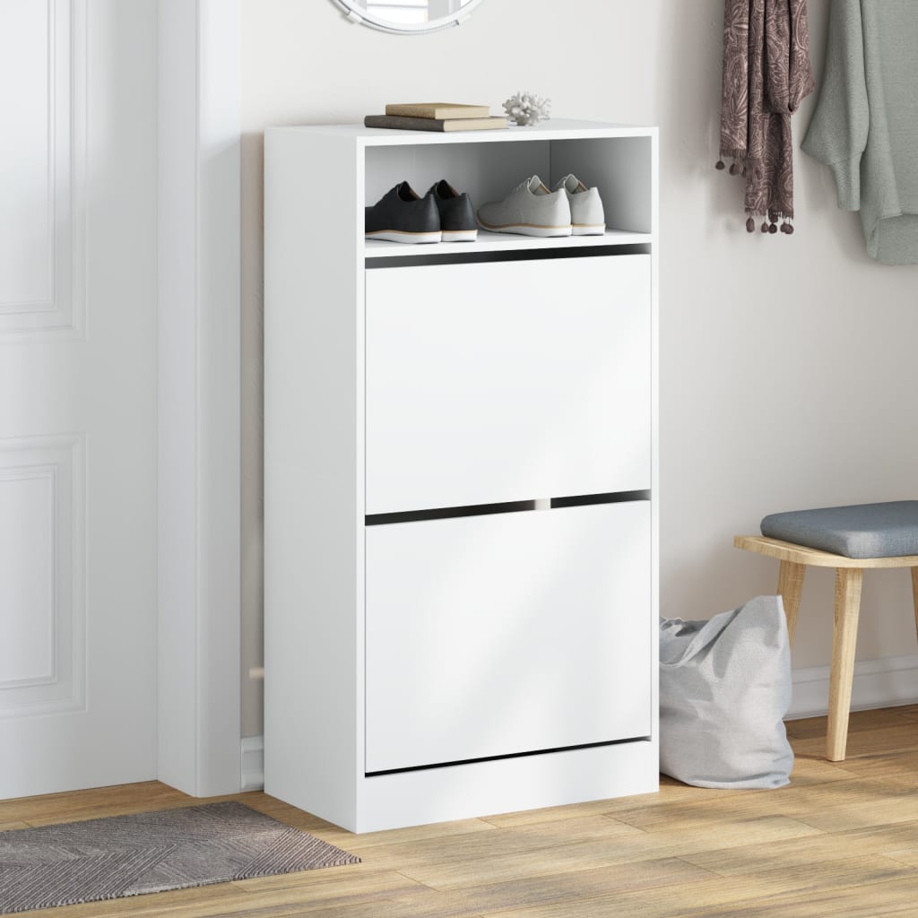 vidaXL Szafka na buty, biała, 60x34x116 cm, materiał drewnopochodny