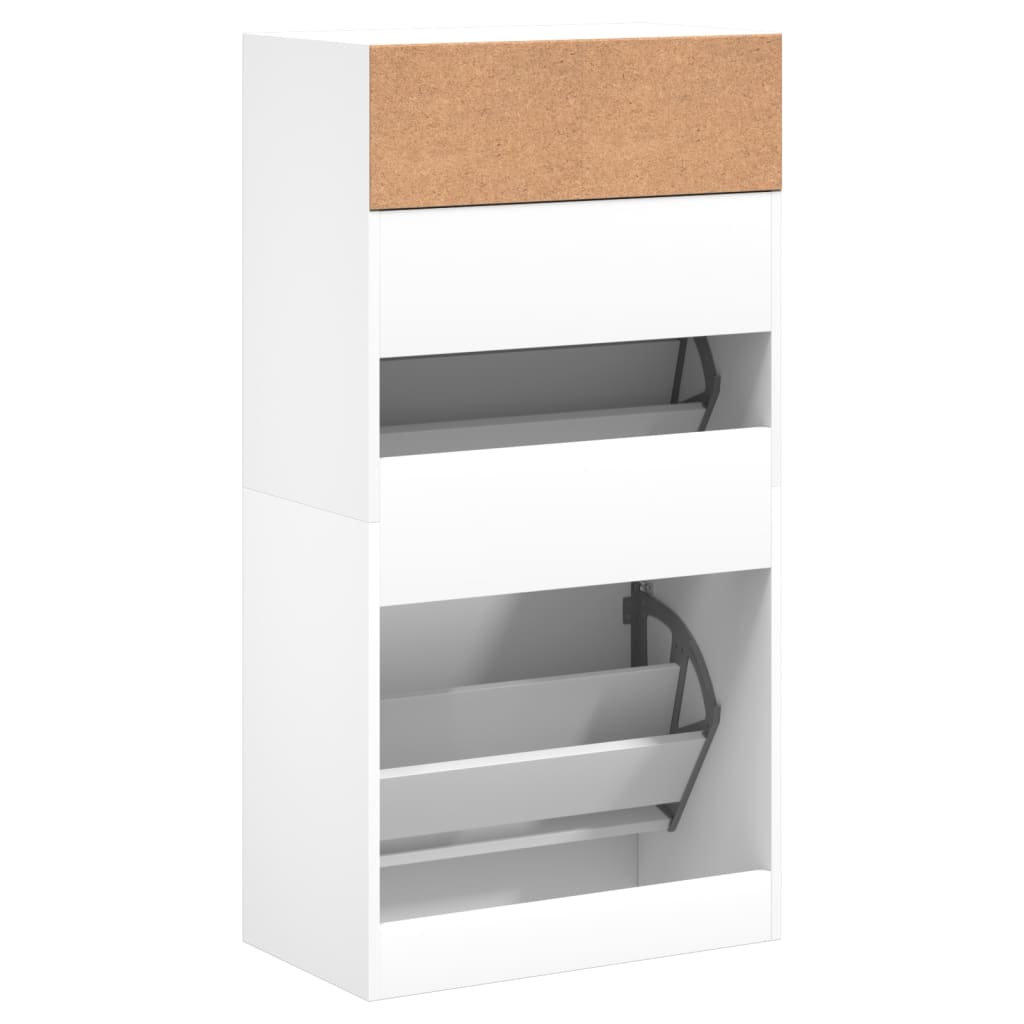 vidaXL Szafka na buty, biała, 60x34x116 cm, materiał drewnopochodny