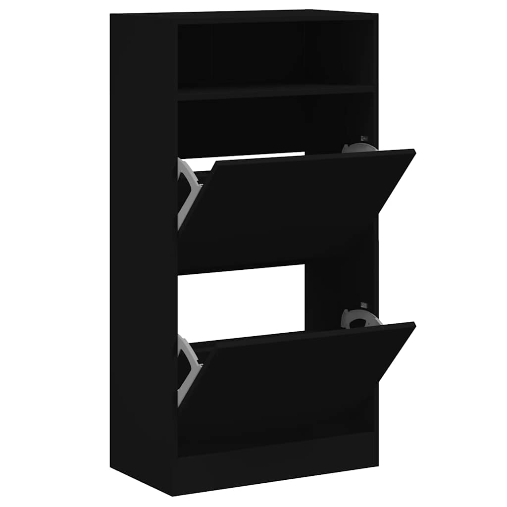 vidaXL Szafka na buty, czarna, 60x34x116 cm, materiał drewnopochodny