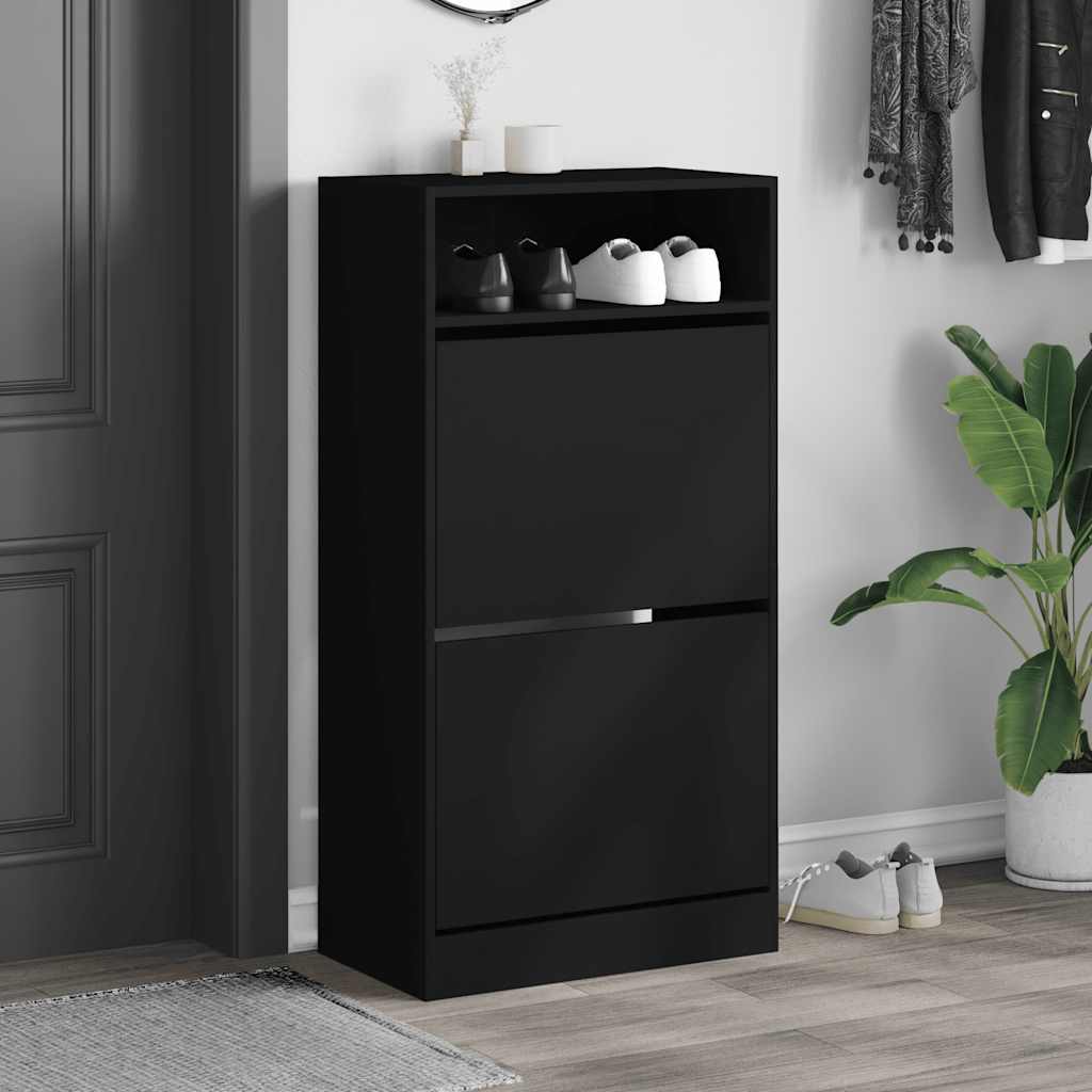 vidaXL Szafka na buty, czarna, 60x34x116 cm, materiał drewnopochodny