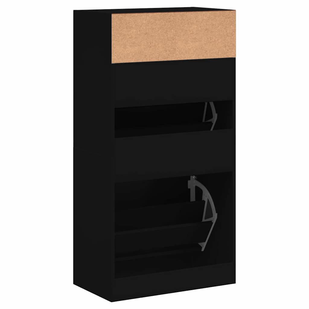 vidaXL Szafka na buty, czarna, 60x34x116 cm, materiał drewnopochodny