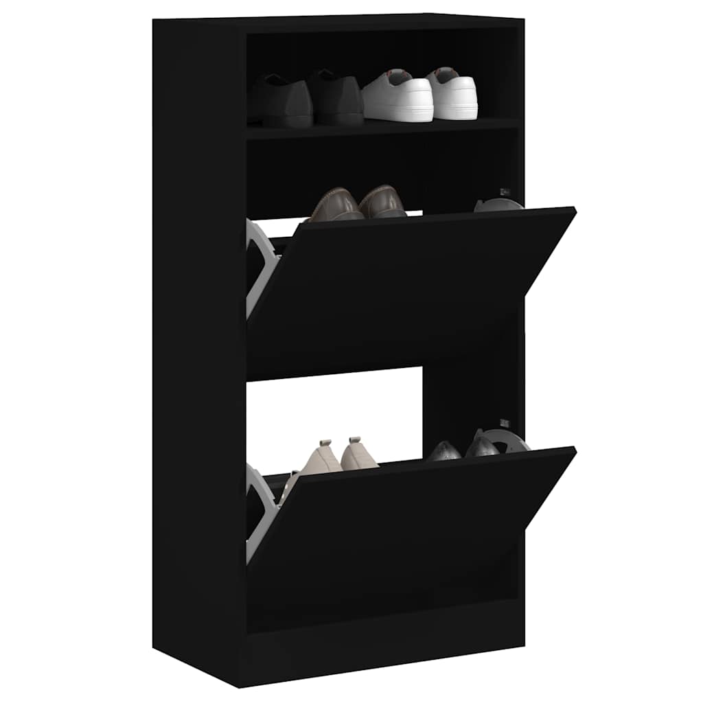 vidaXL Szafka na buty, czarna, 60x34x116 cm, materiał drewnopochodny
