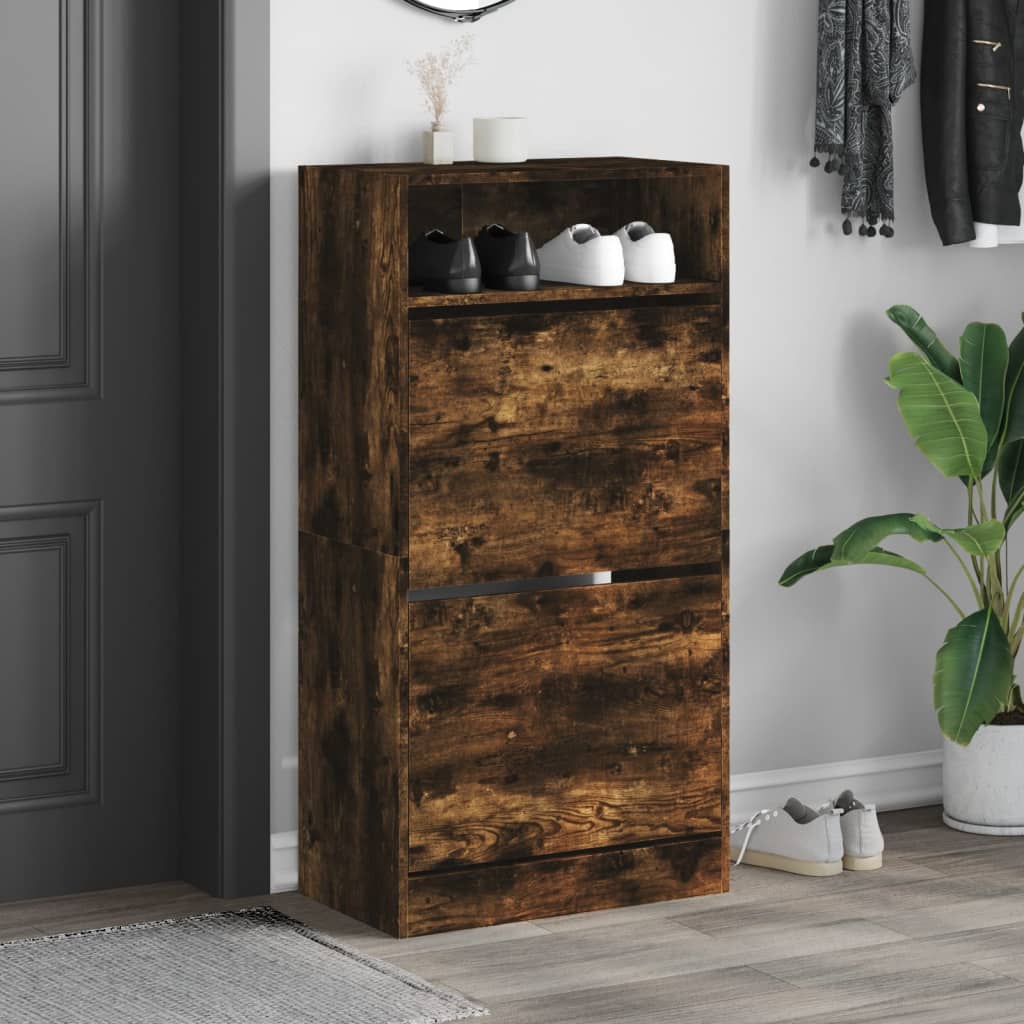 vidaXL Szafka na buty, przydymiony dąb, 60x34x116 cm