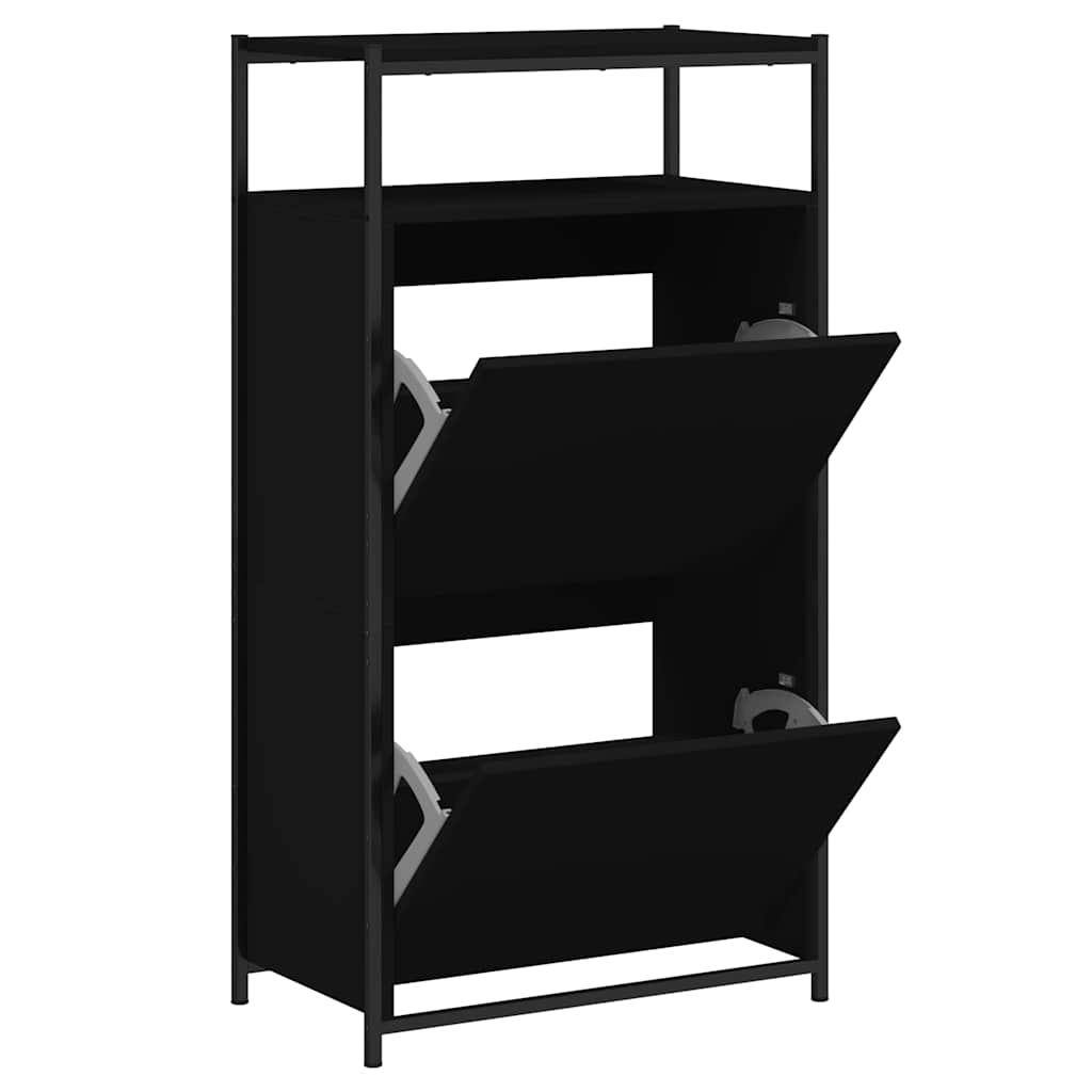 vidaXL Szafka na buty, czarna, 60x34x112 cm, materiał drewnopochodny