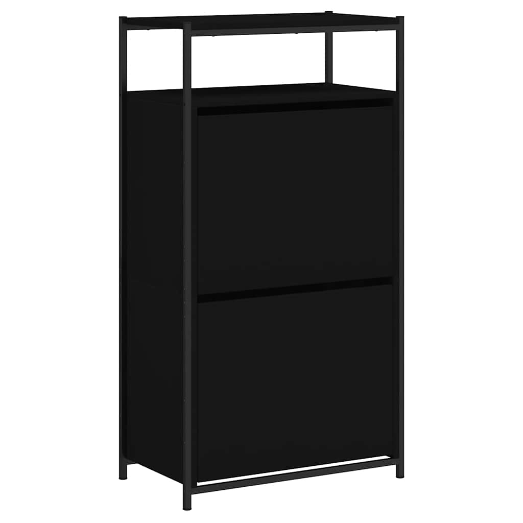 vidaXL Szafka na buty, czarna, 60x34x112 cm, materiał drewnopochodny