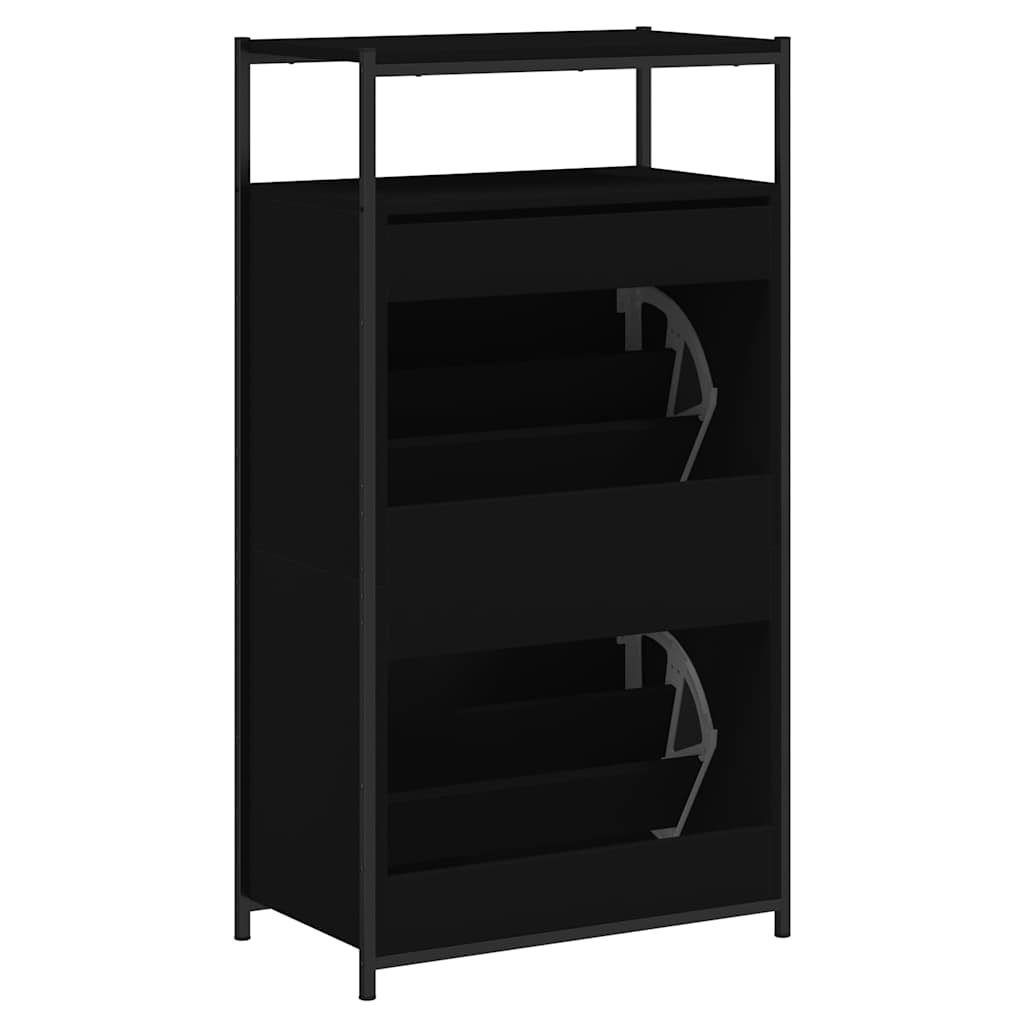 vidaXL Szafka na buty, czarna, 60x34x112 cm, materiał drewnopochodny