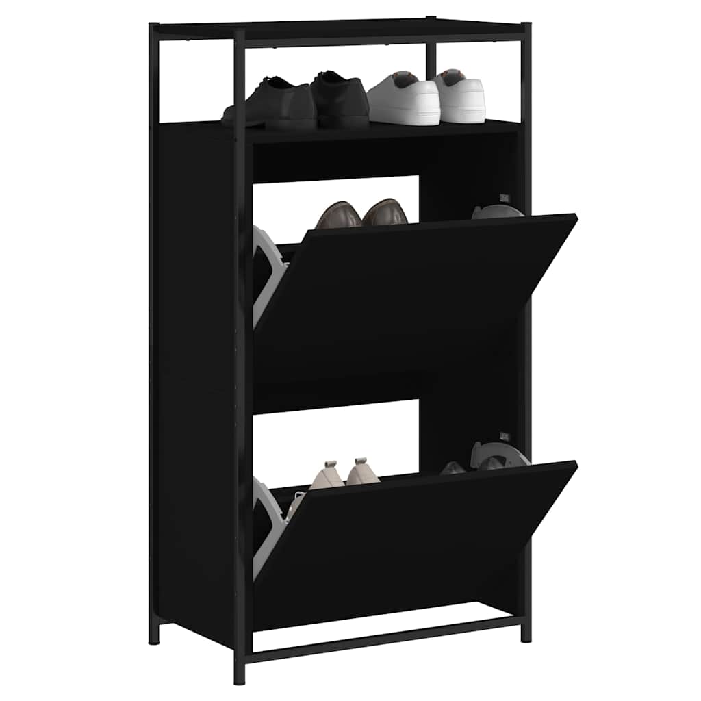 vidaXL Szafka na buty, czarna, 60x34x112 cm, materiał drewnopochodny