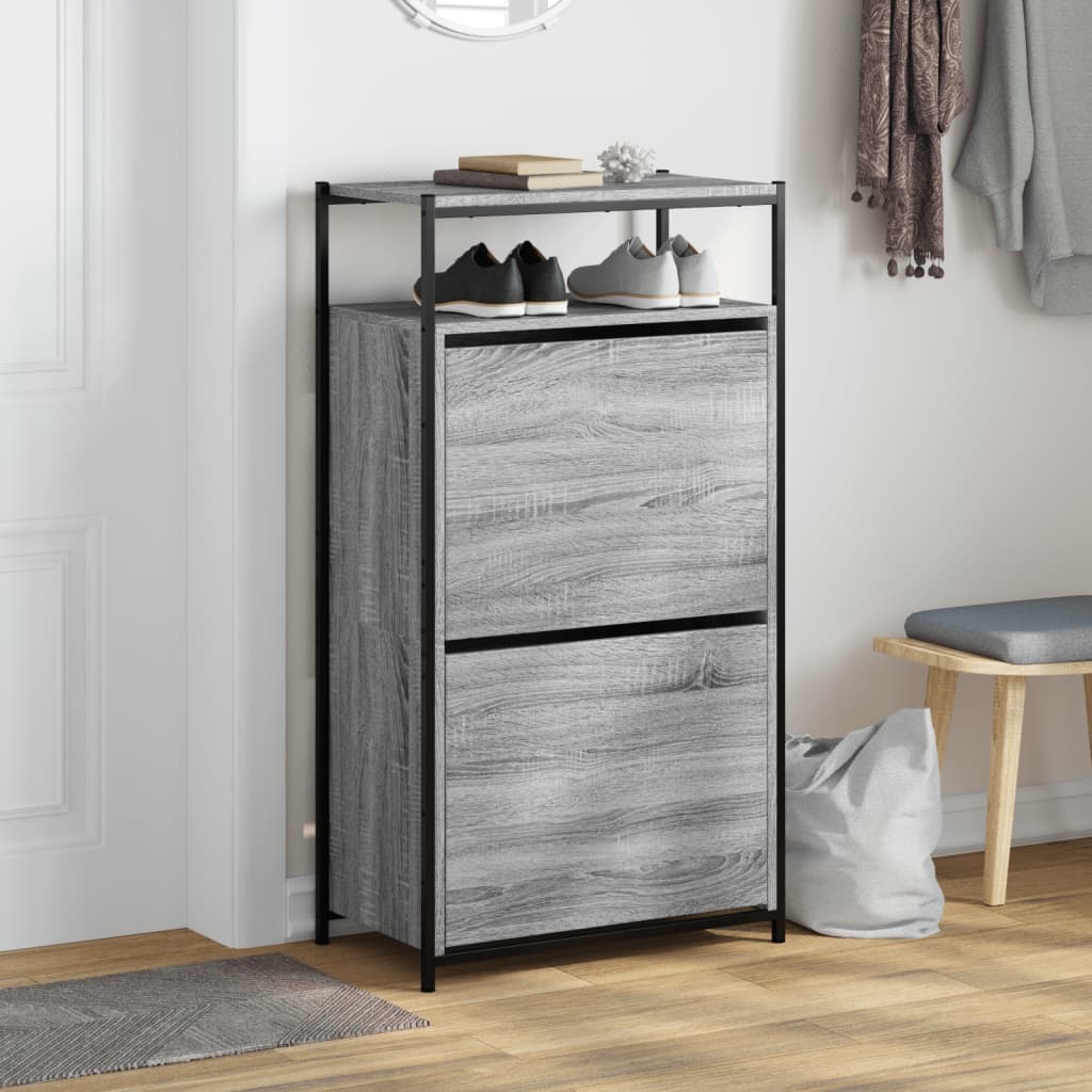vidaXL Szafka na buty, szary dąb sonoma, 60x34x112 cm
