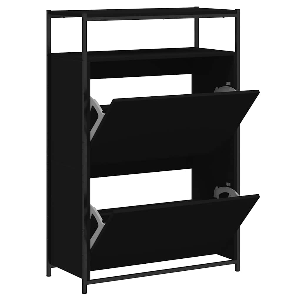 vidaXL Szafka na buty, czarna, 75x34x112 cm, materiał drewnopochodny