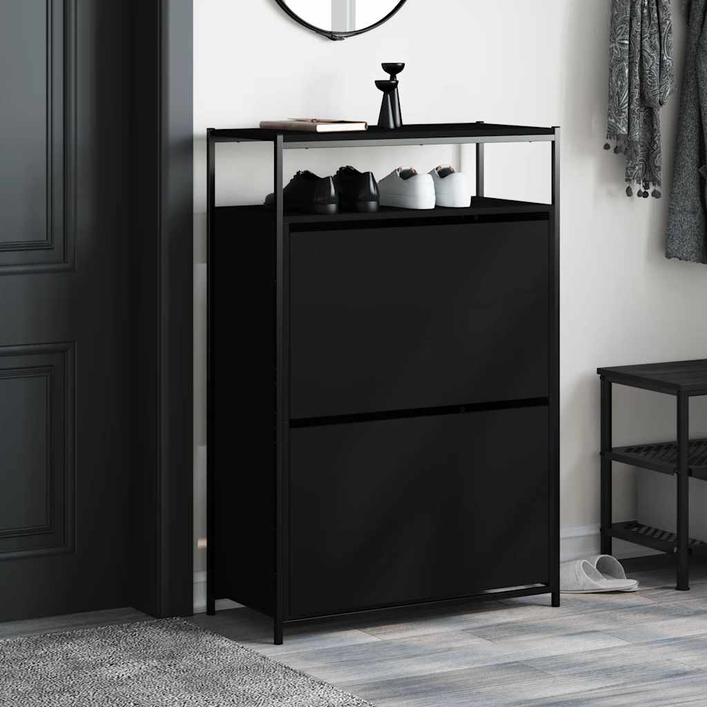 vidaXL Szafka na buty, czarna, 75x34x112 cm, materiał drewnopochodny