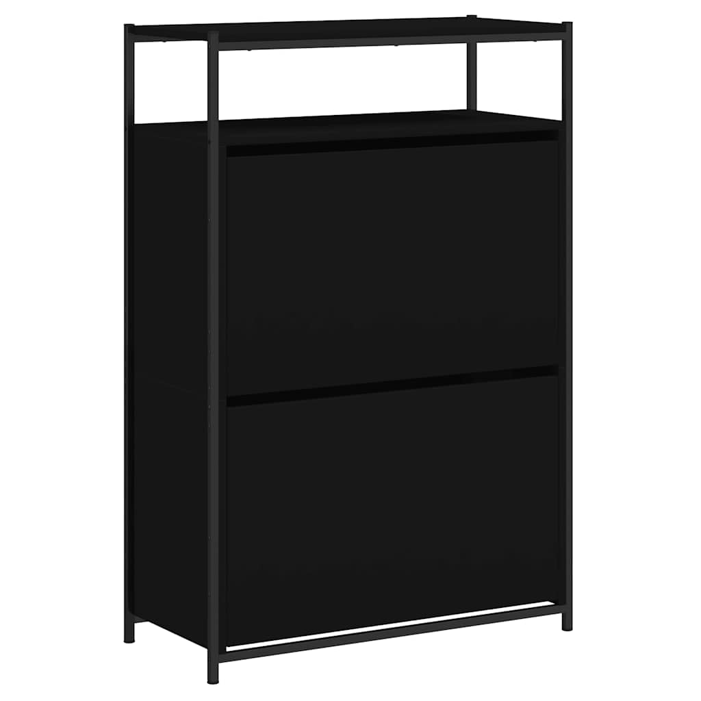 vidaXL Szafka na buty, czarna, 75x34x112 cm, materiał drewnopochodny