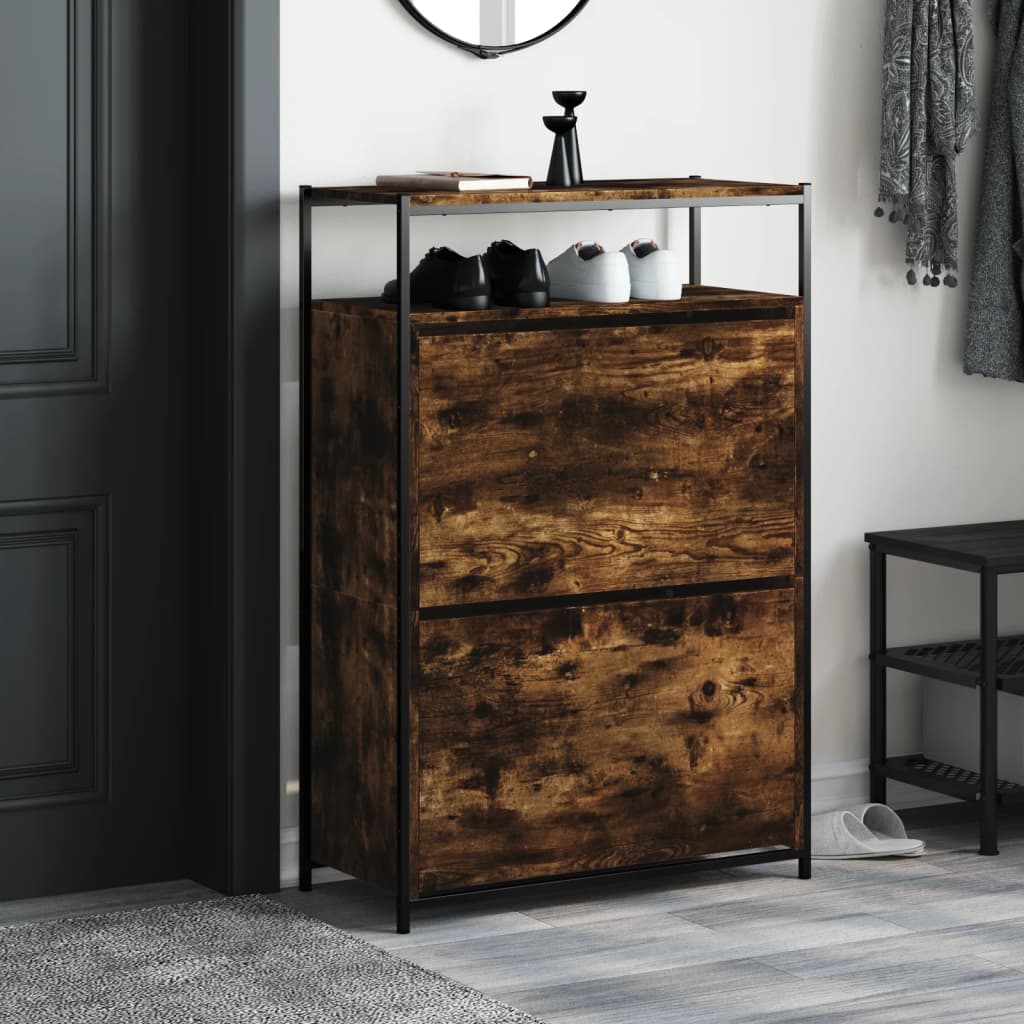 vidaXL Szafka na buty, przydymiony dąb, 75x34x112 cm