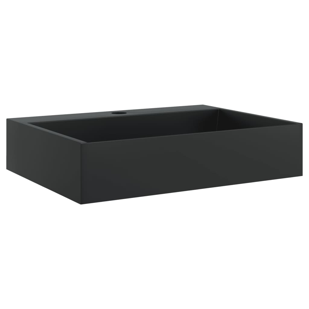 vidaXL Umywalka, 50x38x11 cm, kompozyt mineralny/marmurowy, czarny mat