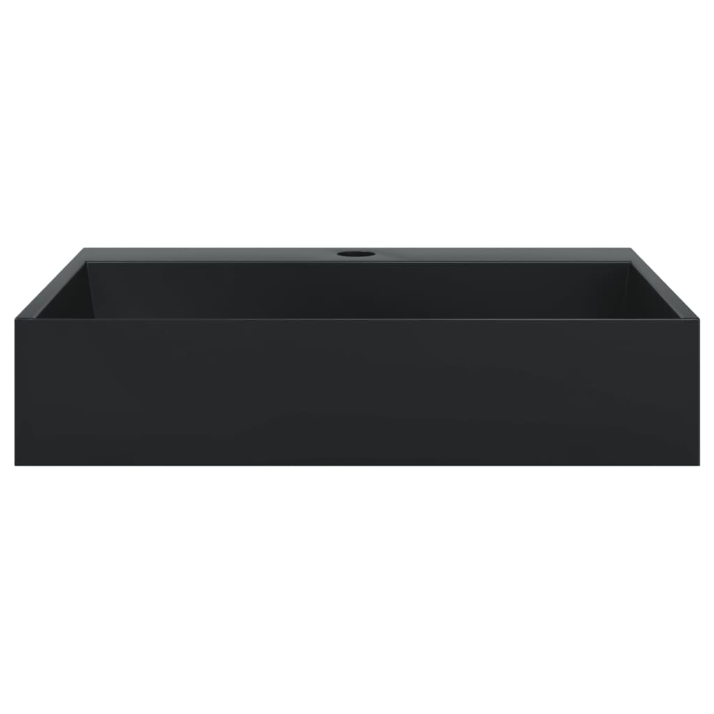vidaXL Umywalka, 50x38x11 cm, kompozyt mineralny/marmurowy, czarny mat