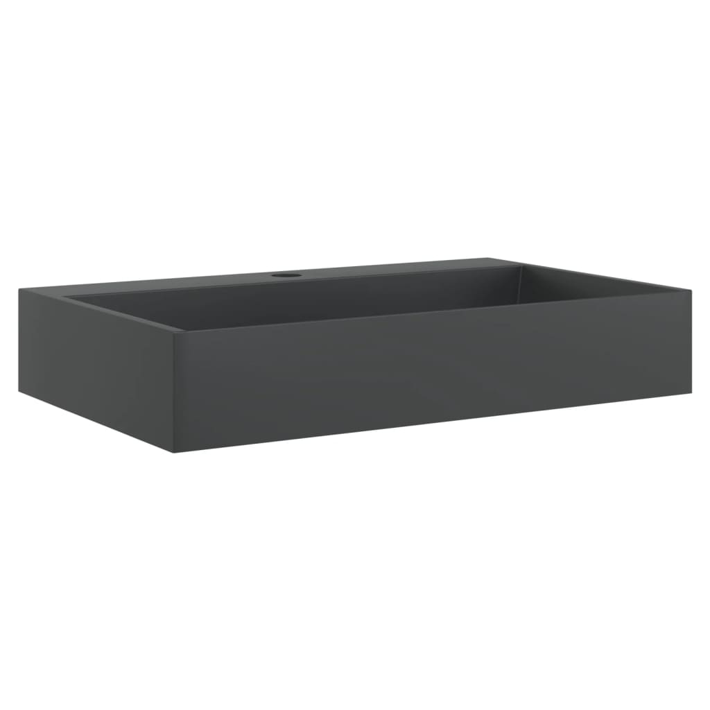 vidaXL Umywalka, 60x38x11 cm, kompozyt mineralny/marmurowy, czarny mat