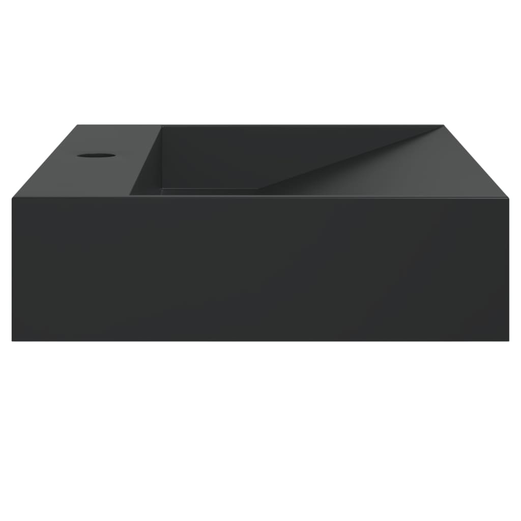 vidaXL Umywalka, 60x38x11 cm, kompozyt mineralny/marmurowy, czarny mat
