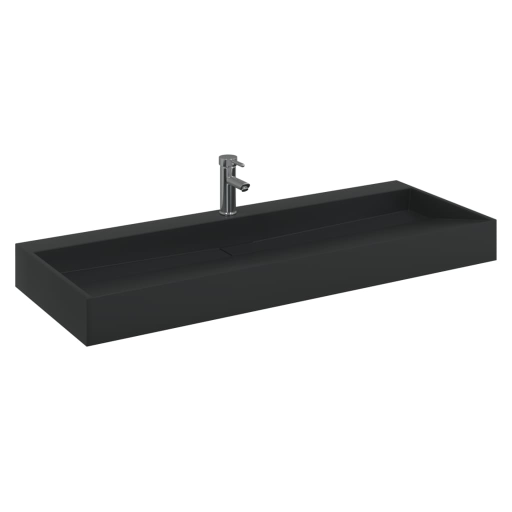 vidaXL Umywalka, 120x46x11cm, kompozyt mineralny/marmurowy, czarny mat