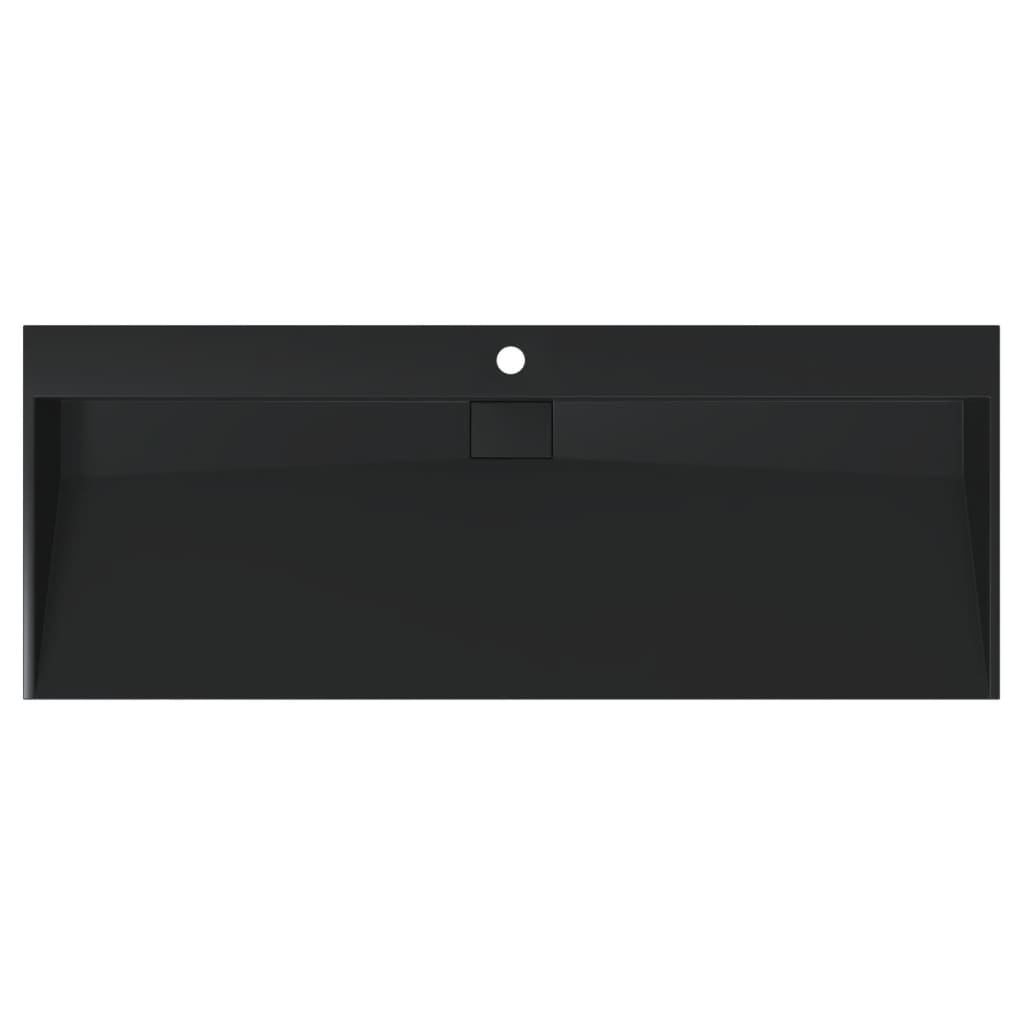 vidaXL Umywalka, 120x46x11cm, kompozyt mineralny/marmurowy, czarny mat