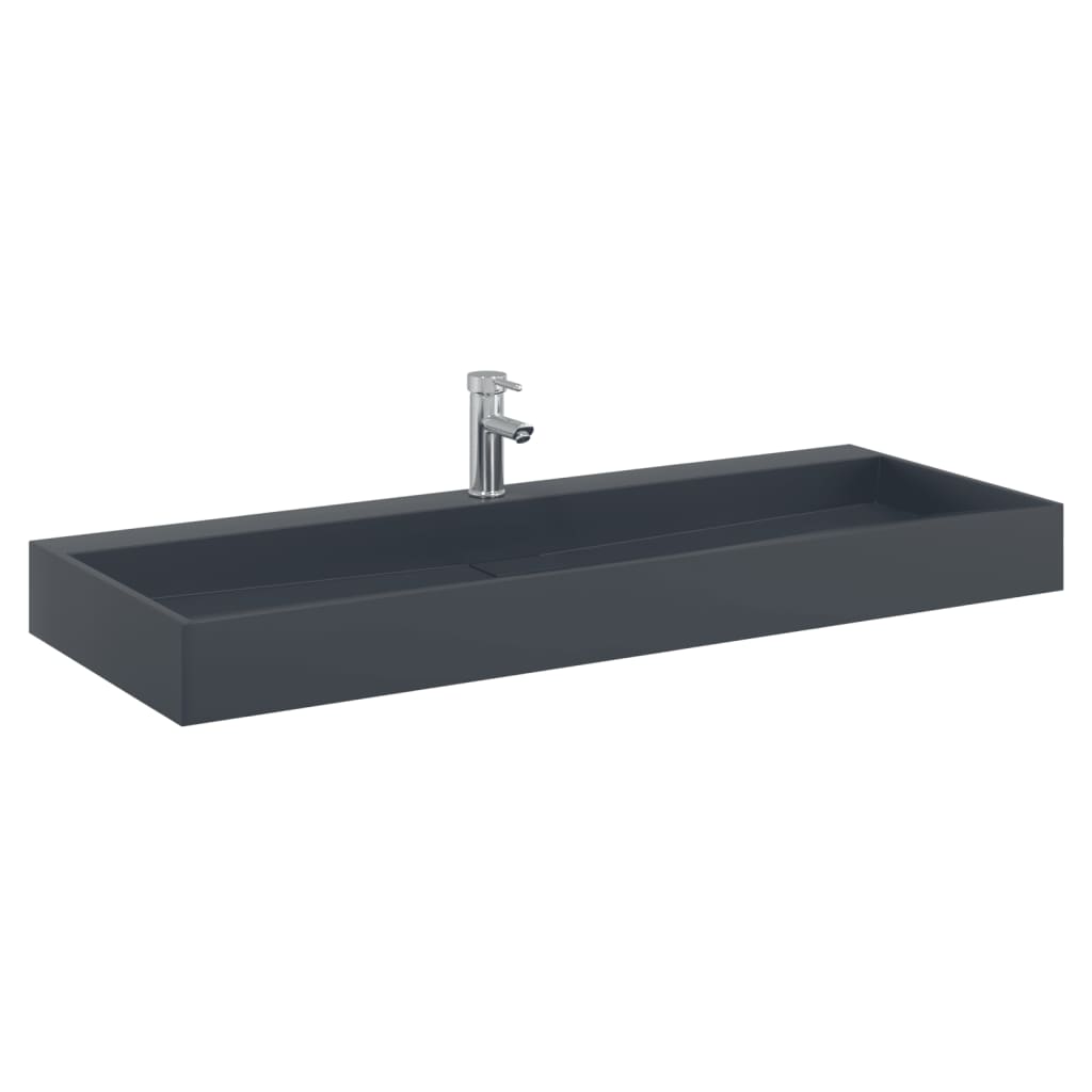 vidaXL Umywalka, 120x46x11 cm, kompozyt mineralny/marmurowy, antracyt