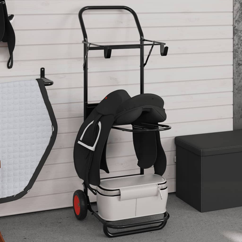 vidaXL Wózek na siodło, składany, czarny, stalowy