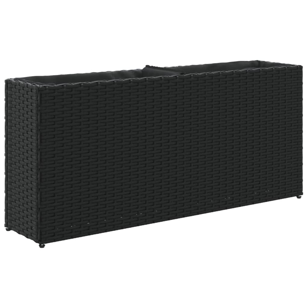 vidaXL Donica ogrodowa z 2 wkładami, czarna, 90x20x40 cm, polirattan