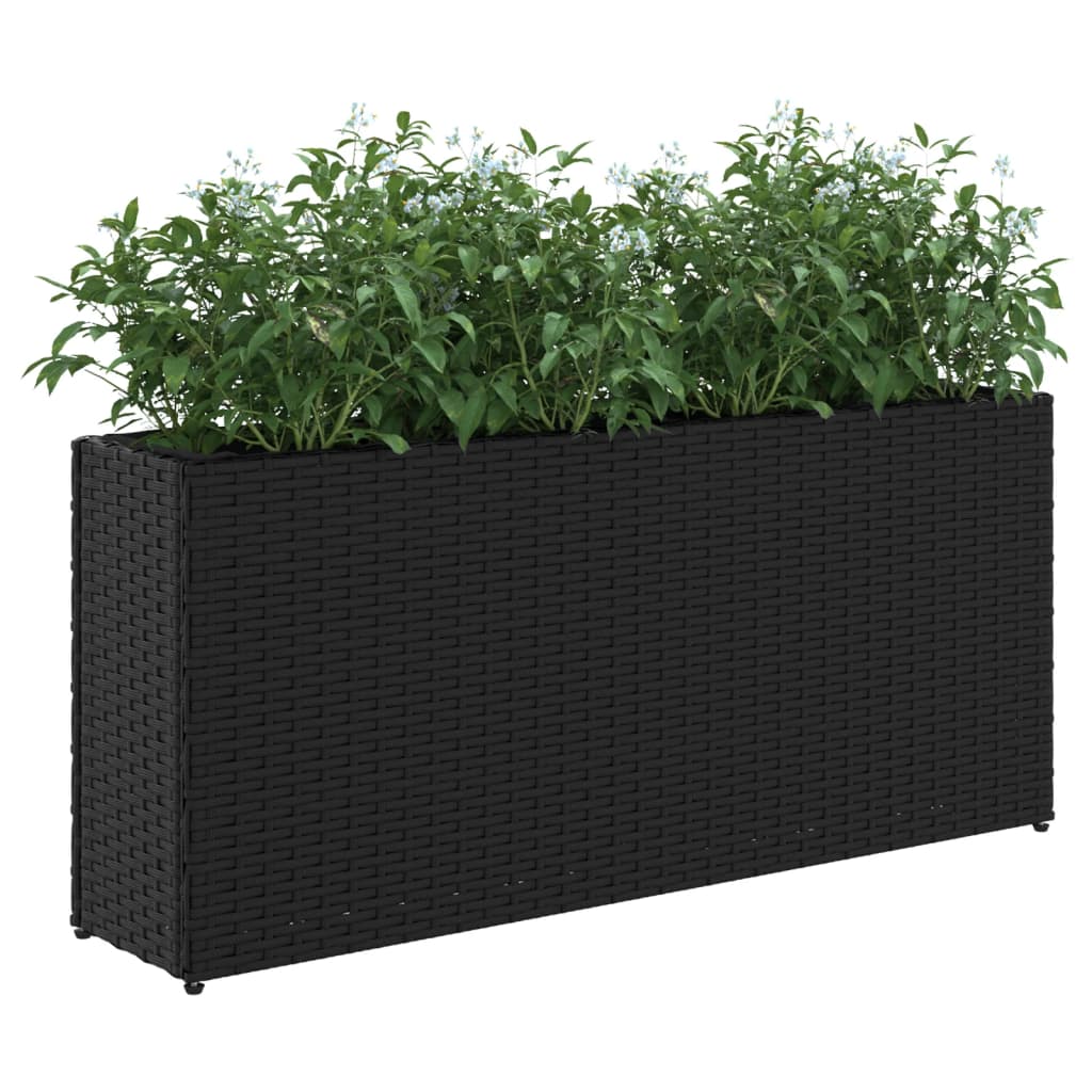 vidaXL Donica ogrodowa z 2 wkładami, czarna, 90x20x40 cm, polirattan