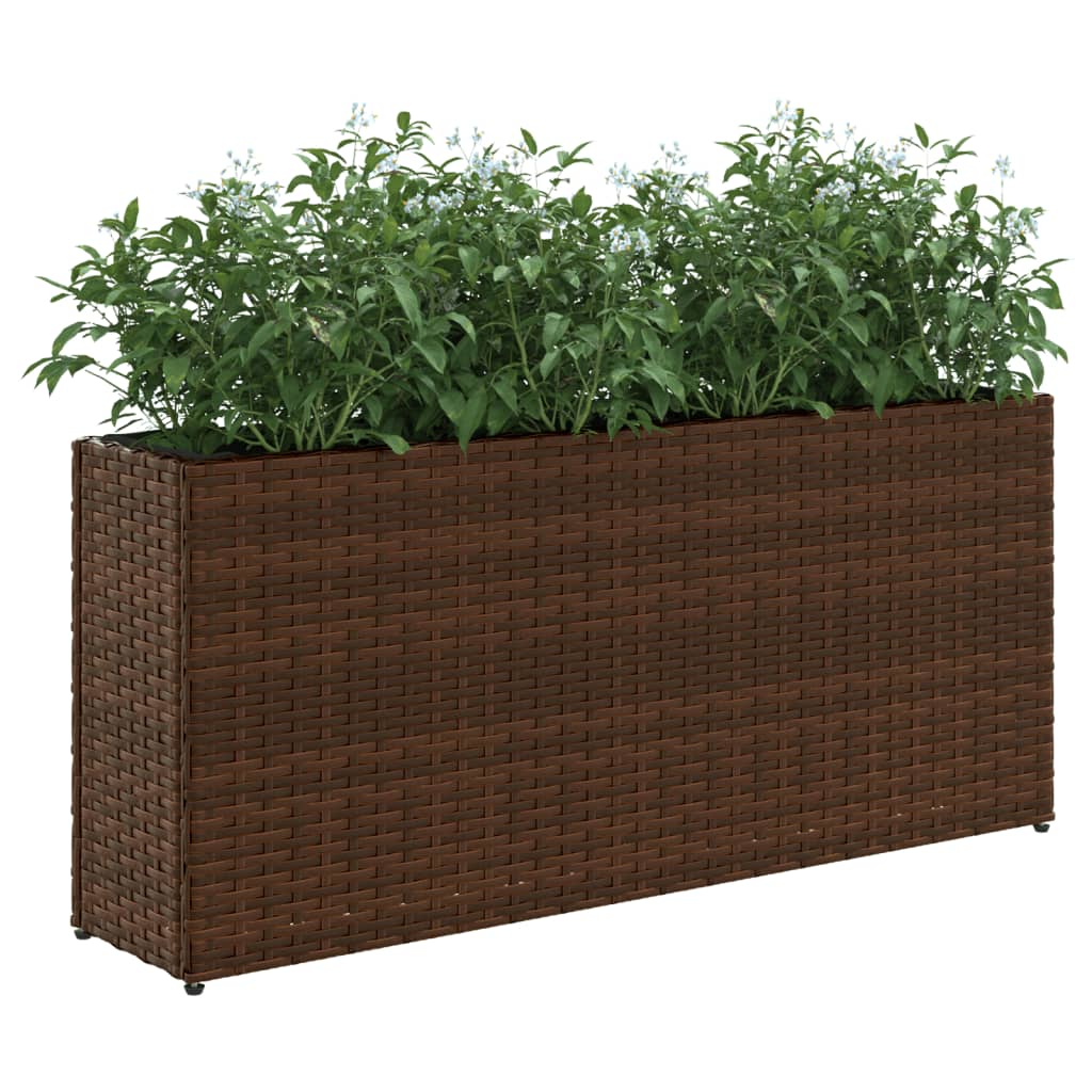 vidaXL Donica ogrodowa z 2 wkładami, brązowa, 90x20x40 cm, rattan PE
