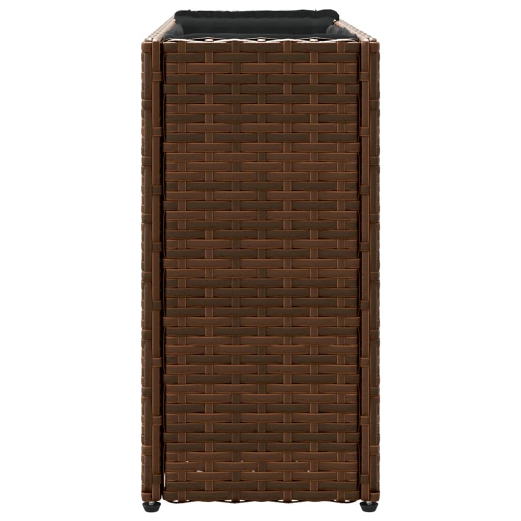 vidaXL Donica ogrodowa z 2 wkładami, brązowa, 90x20x40 cm, rattan PE