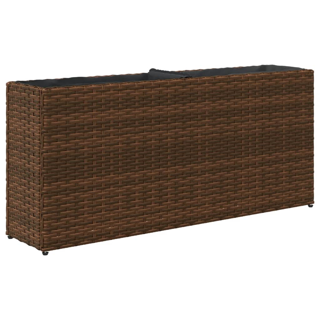 vidaXL Donica ogrodowa z 2 wkładami, brązowa, 90x20x40 cm, rattan PE