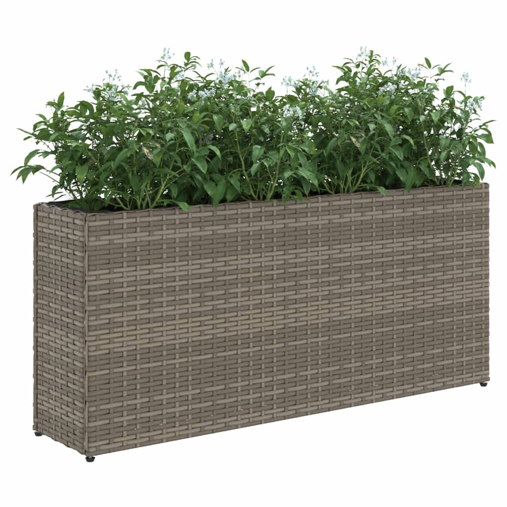 vidaXL Donica ogrodowa z 2 wkładami, szara, 90x20x40 cm, rattan PE