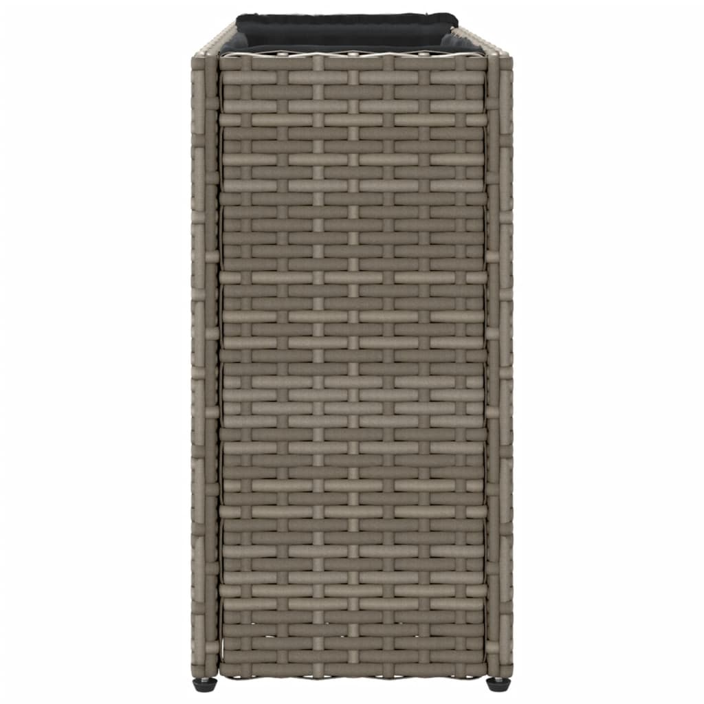 vidaXL Donica ogrodowa z 2 wkładami, szara, 90x20x40 cm, rattan PE