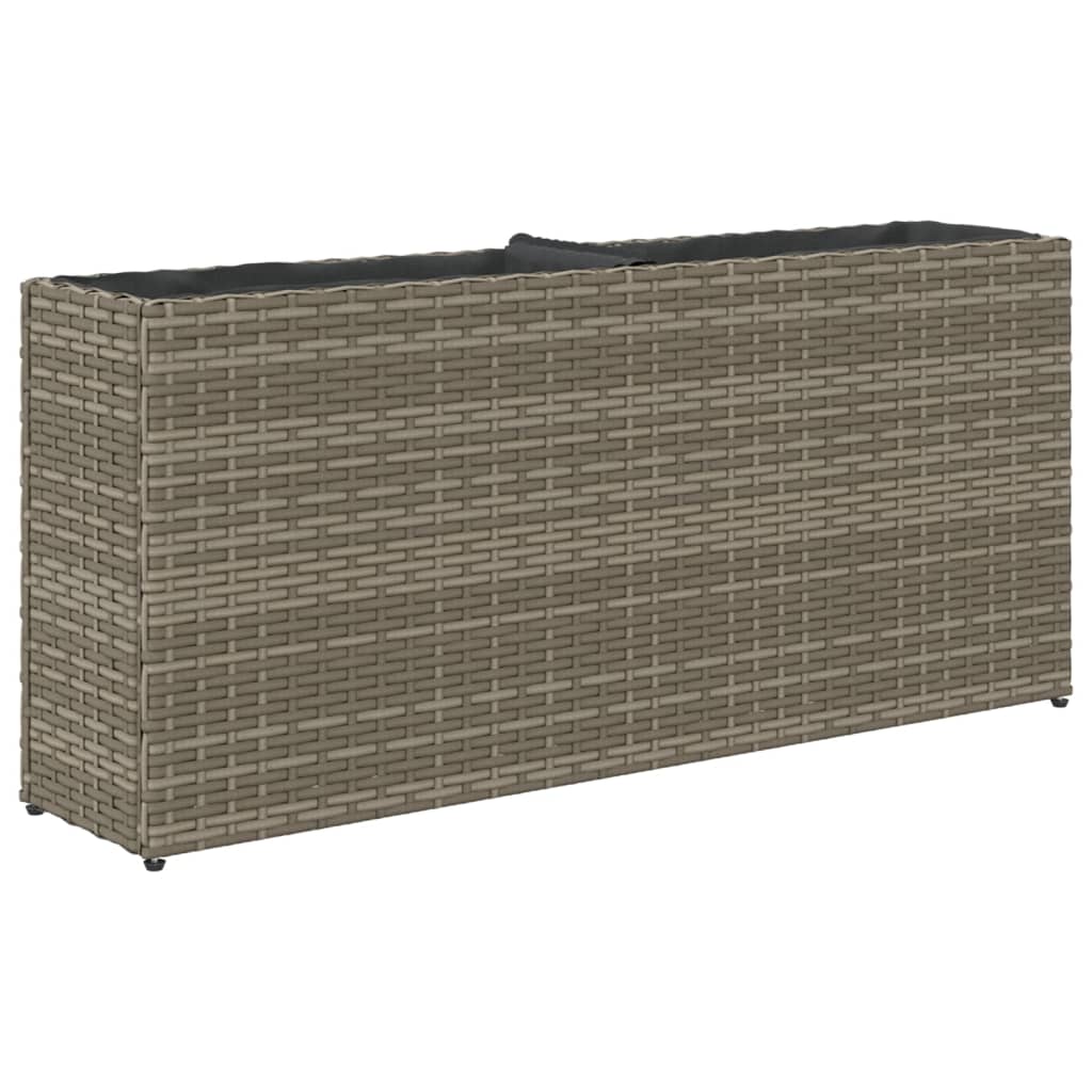 vidaXL Donica ogrodowa z 2 wkładami, szara, 90x20x40 cm, rattan PE