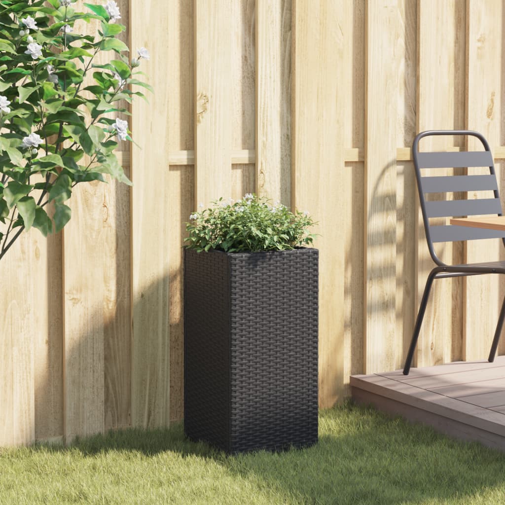 vidaXL Donica ogrodowa, czarna, 30x30x60 cm, rattan PE